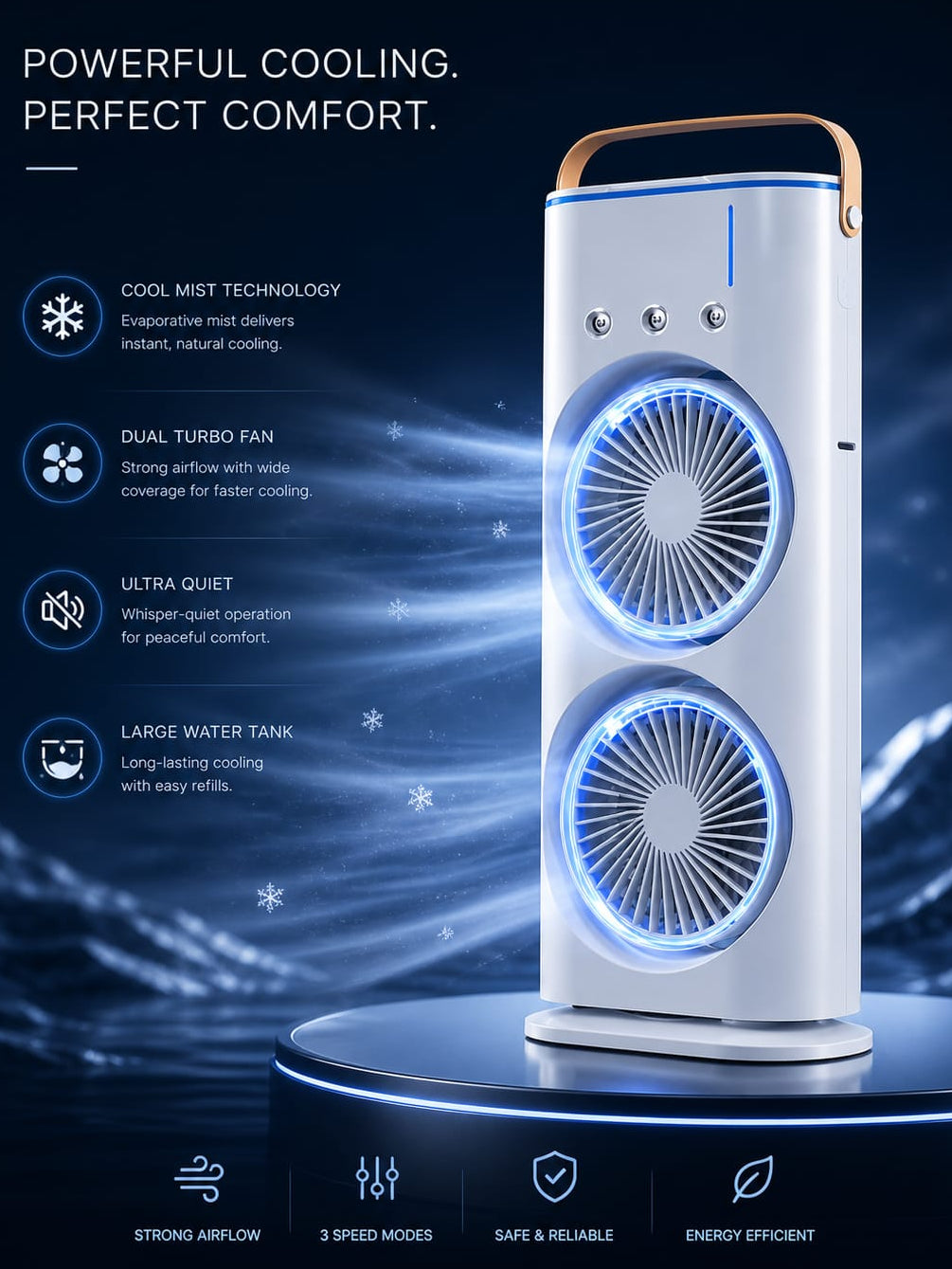 Portable Dual Fan Air Cooler – Compact USB Cooling Towe