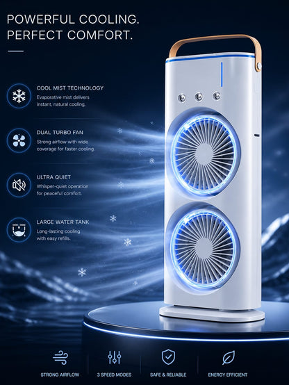 Portable Dual Fan Air Cooler – Compact USB Cooling Towe