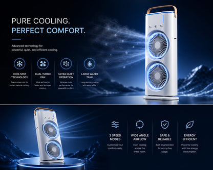 Portable Dual Fan Air Cooler – Compact USB Cooling Towe